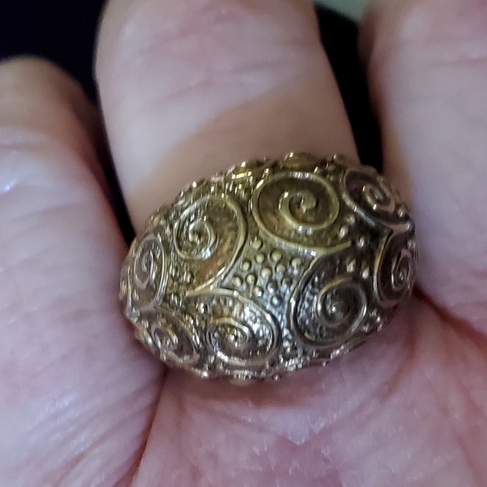 Sterling Vermeil Swirly Dome Ring Size 10 1/2
